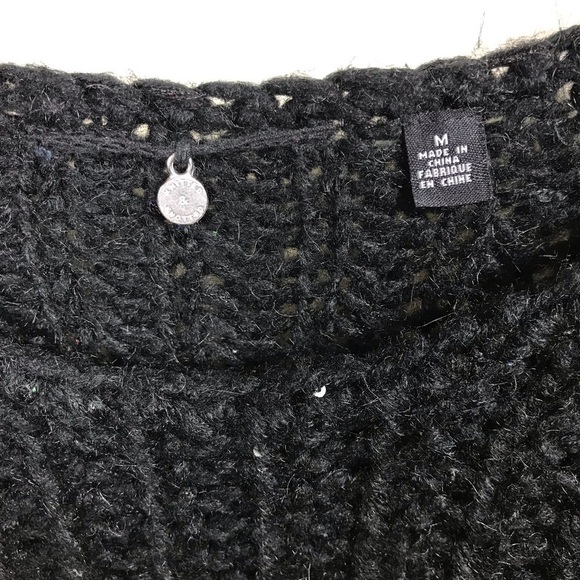 Anthropologie Knitted Knotted Black Sequin Sunstitch Chunky Sweater Size M - Picture 6 of 8